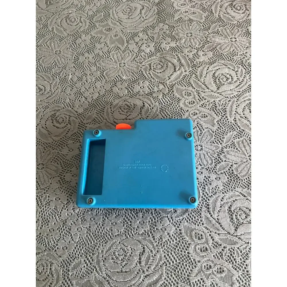Vintage Fisher-Price Toy Cash Register Blue Crank Food Roller Number Buttons